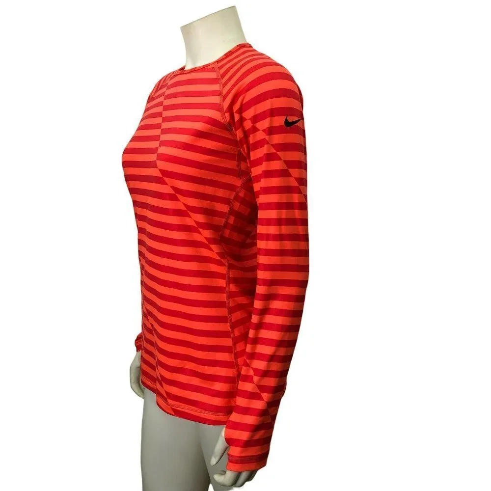 NIKE‎ PRO FITTED DRI FIT FITTED LONG SLEEVE STRIPED TOP  LG